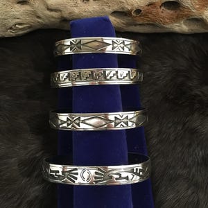 SIGNED Native America Indian Jewelry Sterling Silver Navajo Cuff Southwestern Kokopelli Handmade Handcrafted