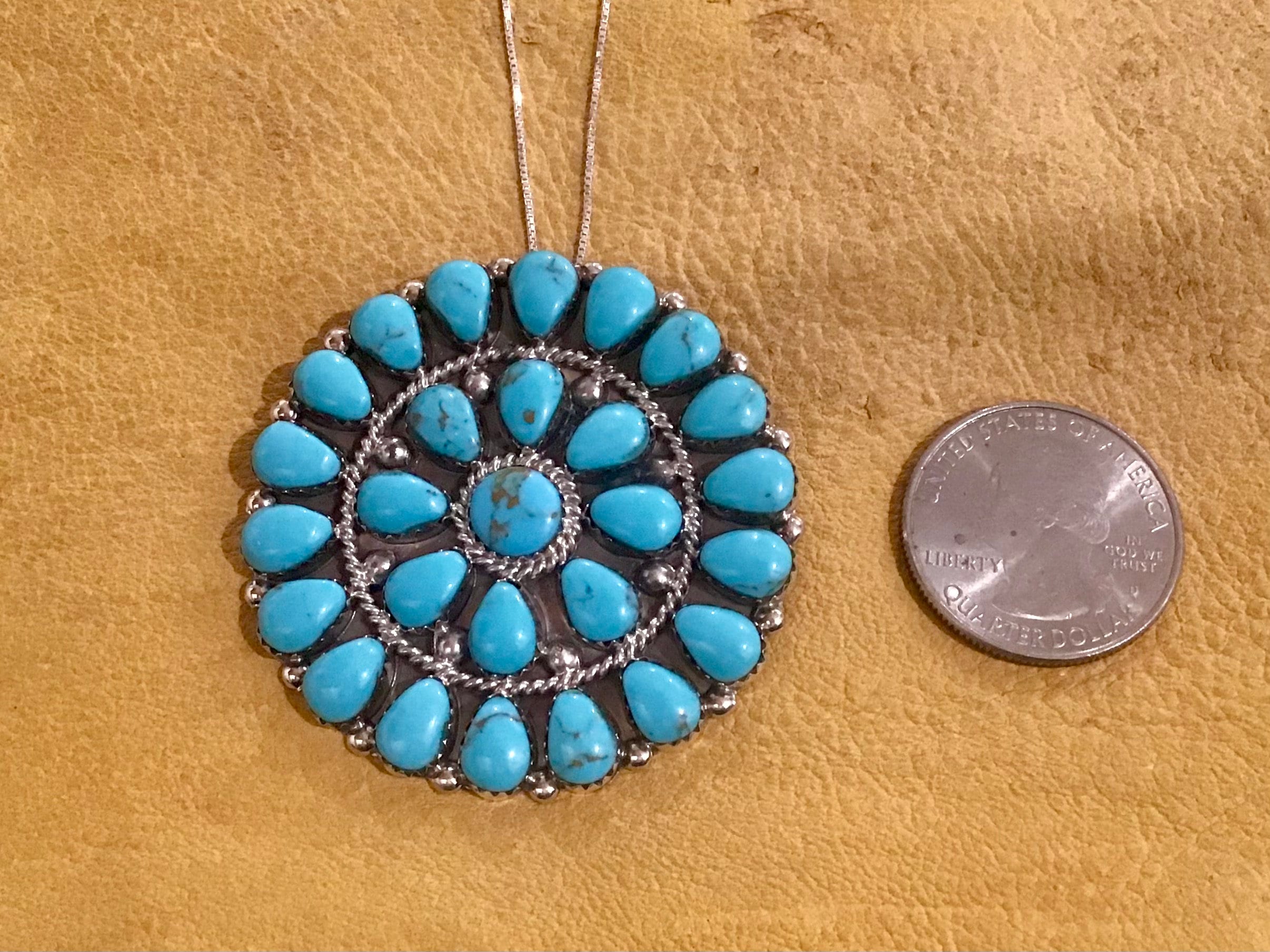【希少】Indian jewelry KingmanMine turquoise SIGNED Native American Indian Jewelry Zuni Vintage Navajo Sterling