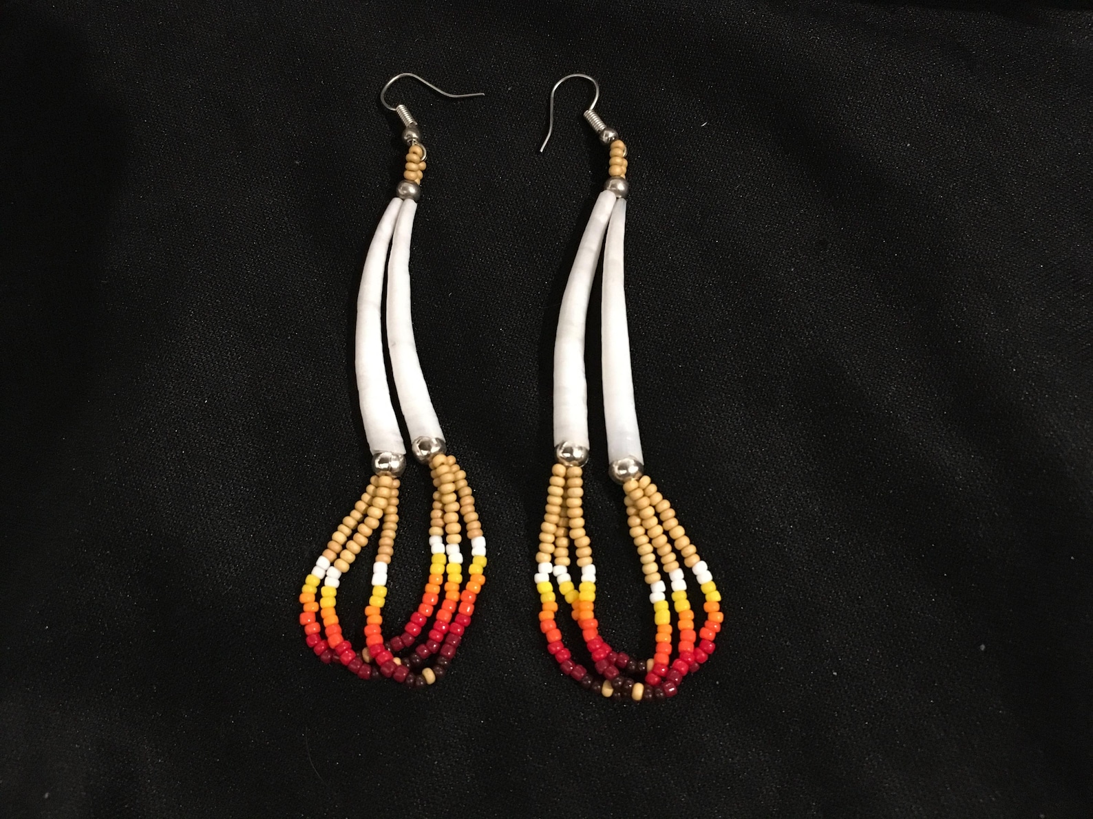 Authentic Native American Indian Jewelry Earrings Navajo Hand Beaded ...