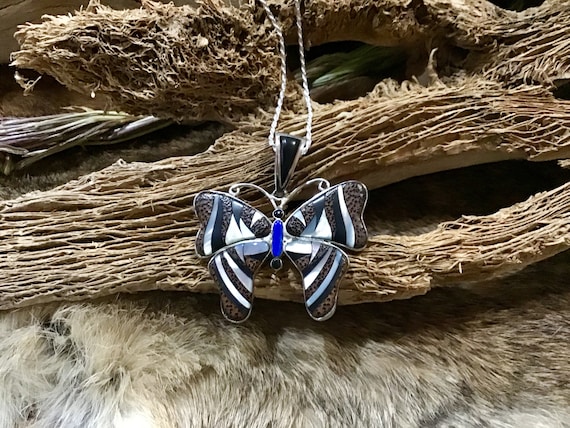 Whimsical Vintage Native American Navajo Sterling Silver Butterfly Pendant Whimsical Vintage Native American Navajo Sterling Silver Butterfly Pendant