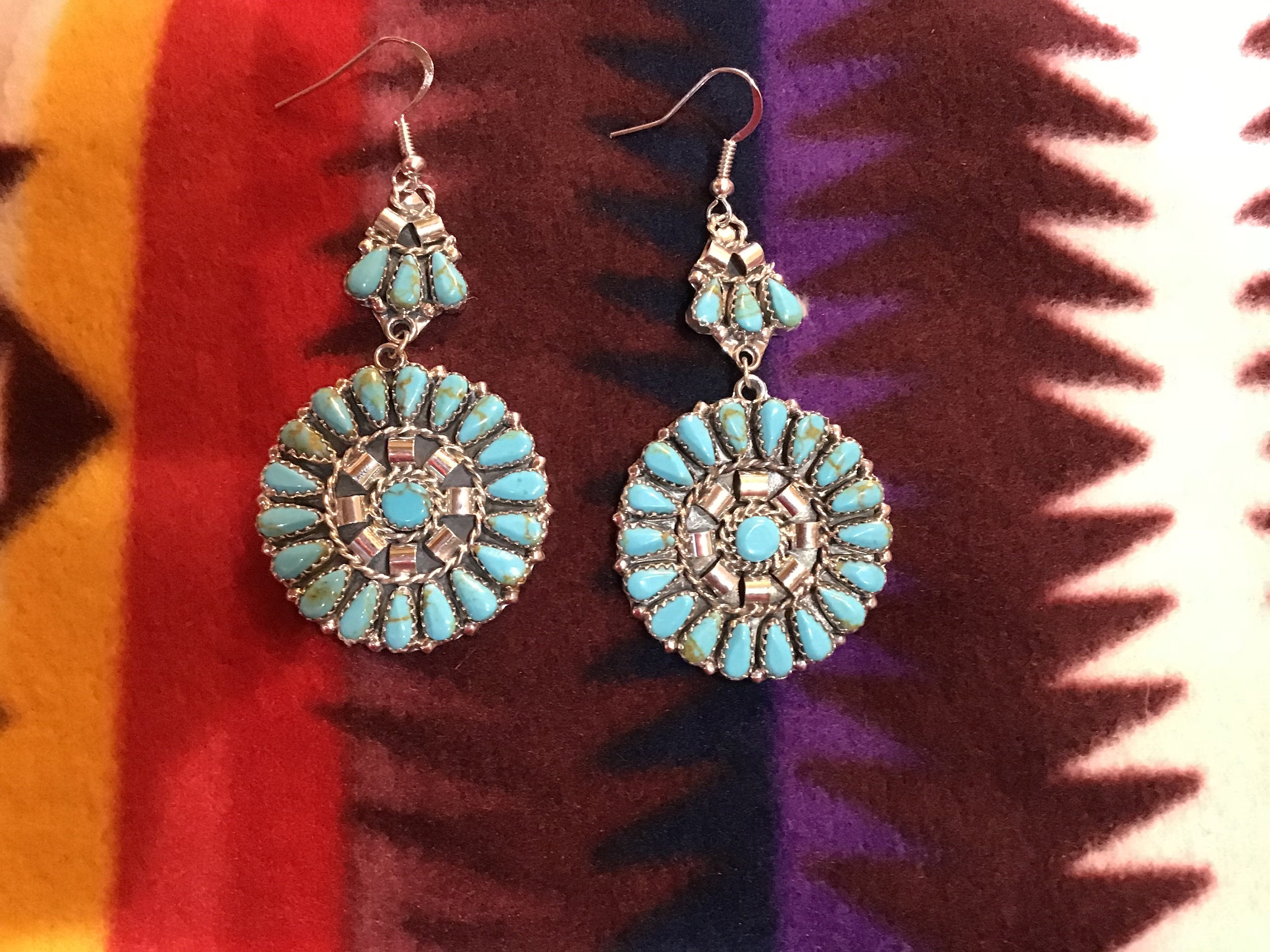Vintage Native America Indian Jewelry Navajo Earrings Zuni