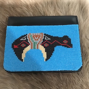 Nativo Americano Indio Navajo Con Cuentas Alfombra Monedero Monedero Embrague Monedero Hombre o Mujer Espíritu Oso de Reserva Navajo Alfombra Navajo