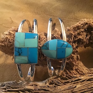 Vintage Native America Indian Jewelry Navajo Bracelet Cuff Sterling Silver Genuine Sleeping Beauty Turquoise Morenci Turquoise Southwestern