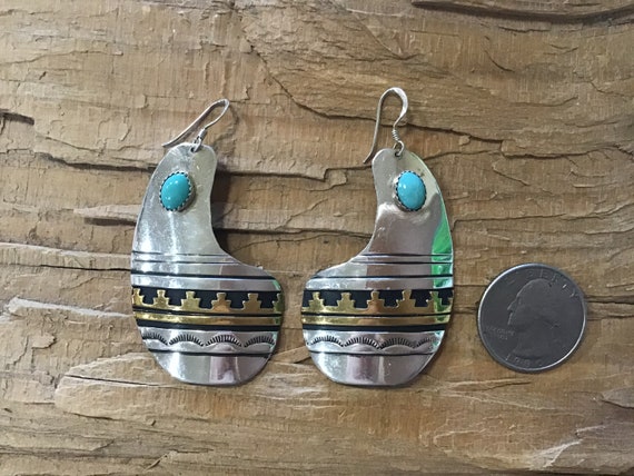 Monument Valley Turquoise Native American Navajo Sterling Silver Signed Bracelet Monument Valley Turquoise Native American Navajo Sterling Silver Signed Bracelet