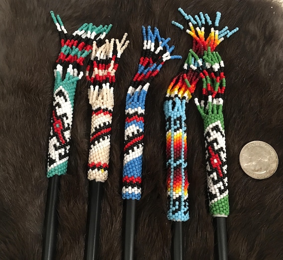 Authentic Native American barrette & earring set Handcrafted Handmade Beaded Barrette Set main image 4