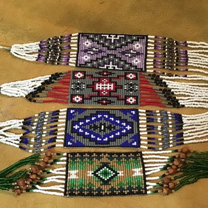 Native America Indian Jewelry Zuni Hopi Sterling Silver Navajo Beaded Rug Necklace Southwestern Jewelry Handcrafted Petit Point Turquoise