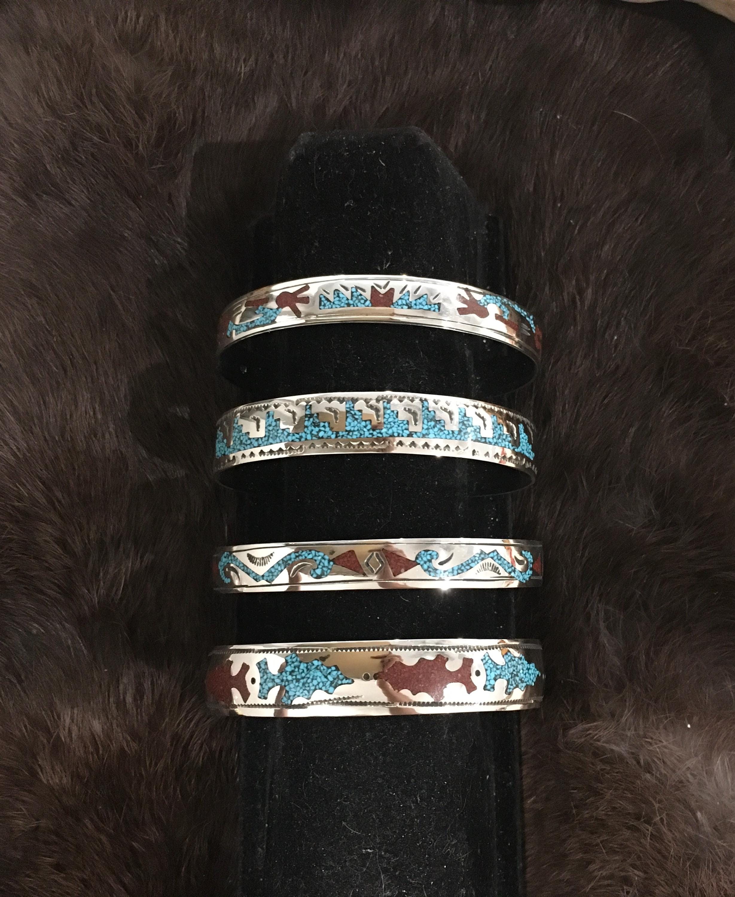 SIGNED D & S LEEKITY Zuni Indian Sterling Silver Turquoise