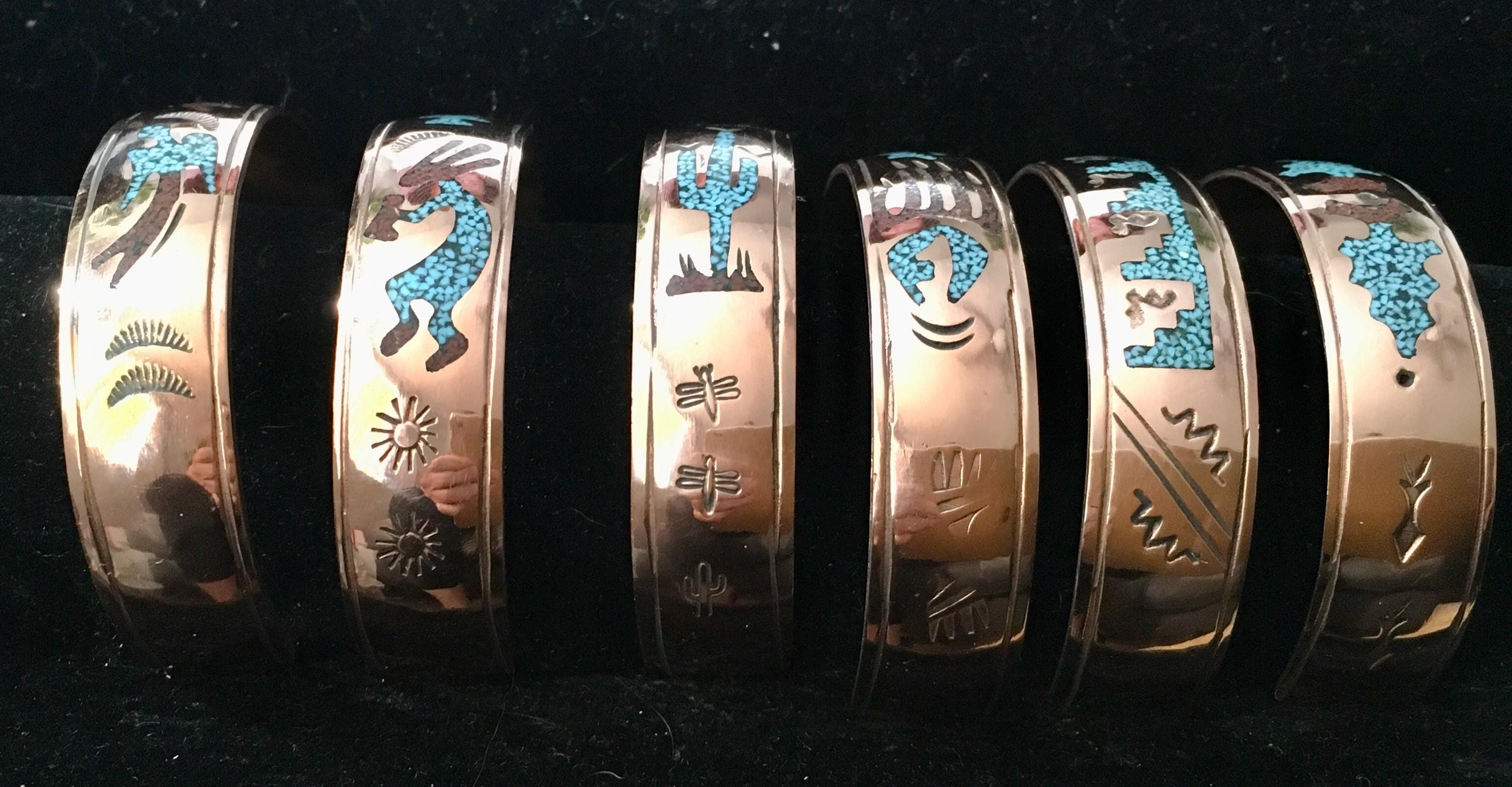 SIGNED Native America Indian Jewelry Copper Navajo Cuff