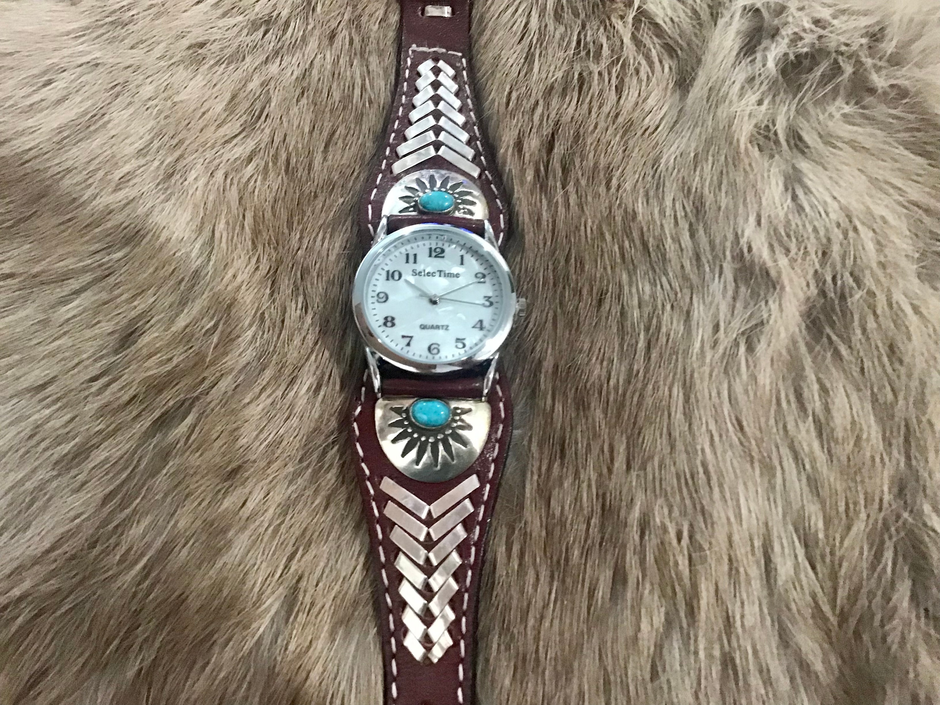 Authentic Native American Indian Navajo Zuni Sterling Silver Turquoise Leather Watch Band Jewelry Southwestern Art Etsy