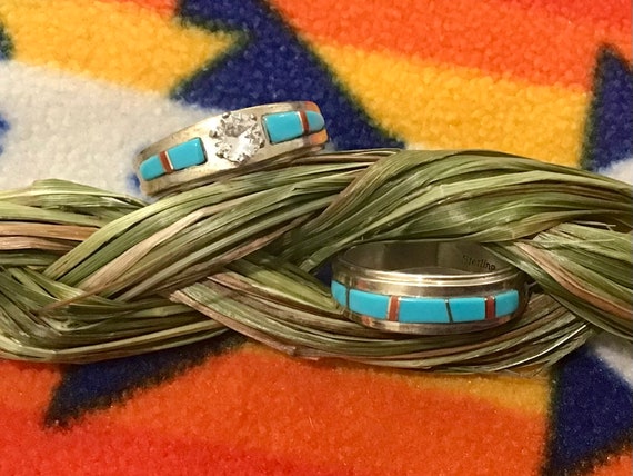 Native America Indian Jewelry Sterling Silver Turquoise Red Coral