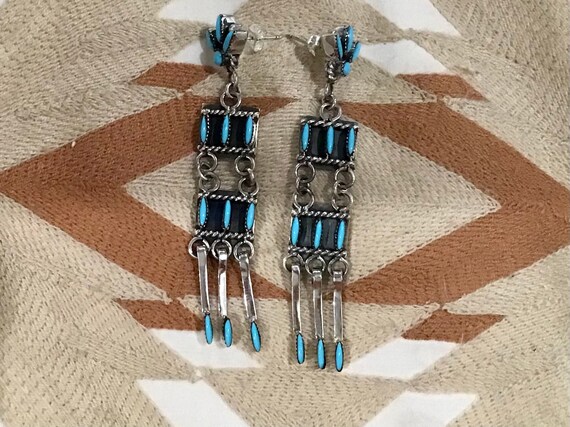 Native American Exceptional Vintage Sleeping Beauty Turquoise Sterling Silver Cross Earrings Native American Exceptional Vintage Sleeping Beauty Turquoise Sterling Silver Cross Earrings