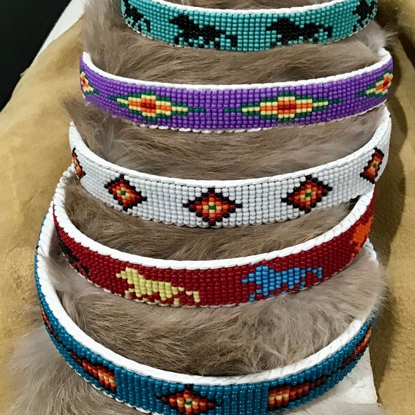 Authentique bijoux indiens amérindiens du sud-ouest Navajo Zuni Hopi bandeau perlé Native America Art main perlée Barrette bande de cheveux
