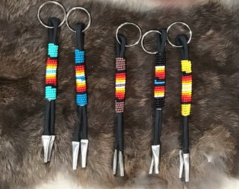 Authentic Native America Indian Jewelry Fully Hand Beaded Keychain Southwestern Art Southwest Jewelry Multi Colored Beaded