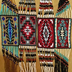Native America Indian Jewelry Zuni Hopi Sterling Silver Navajo Beaded Rug Necklace Southwestern Jewelry Handcrafted Petit Point Turquoise