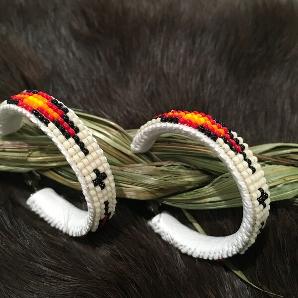 Authentic Native American Indian Jewelry Hoop Earrings Navajo Zuni Turquoise Seed Bead Hand Beaded Earrings Native America Southwestern
