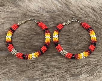 Boucles d’oreilles de bijoux indiens amérindiens Zuni Tribe Boucles d’oreilles en argent Boucles d’oreilles Peyote Stitch Boucles d’oreilles perlées à la main Amérique amérindienne Sud-Ouest