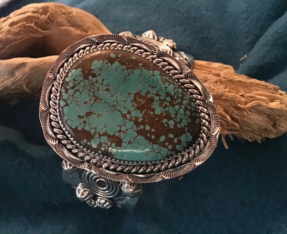 Rare Signed Vintage Native American Navajo Royston Turquoise Sterling Silver Bracelet Rare Signed Vintage Native American Navajo Royston Turquoise Sterling Silver Bracelet
