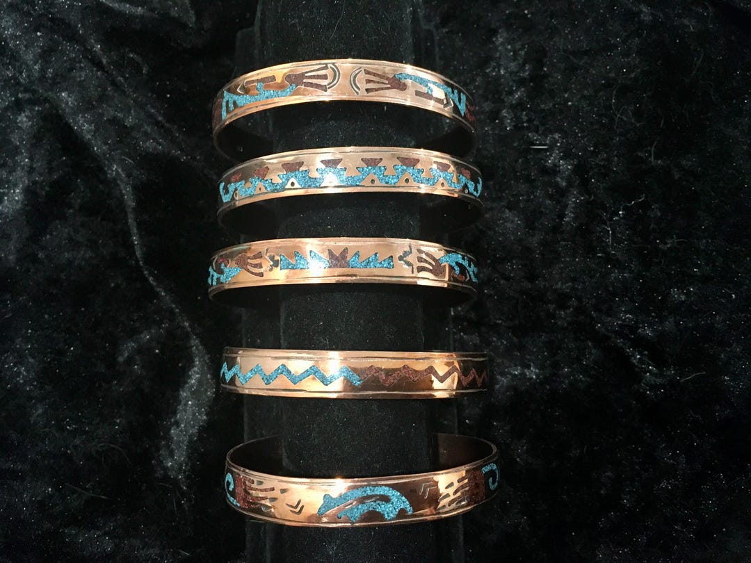 アクセサリー Navajo Indian Jewelry MT Bangle SIGNED Native American Indian Jewelry Copper Navajo Cuff