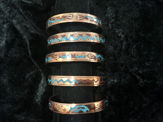 SIGNED Native American Indian Jewelry Copper Navajo Cuff