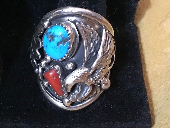 Rare Vintage Native American Navajo Sterling Silver Eagle Ring Rare Vintage Native American Navajo Sterling Silver Eagle Ring