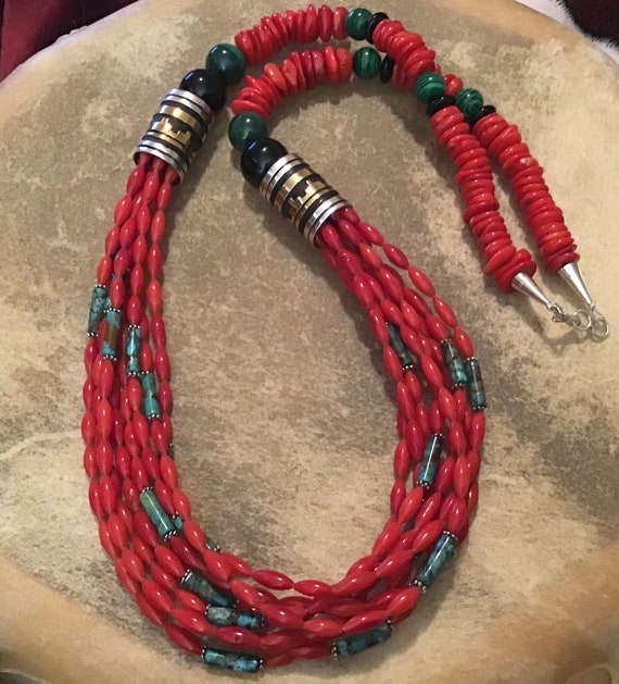 インディアンジュエリー ナバホ 珊瑚 ビンテージ ネックレス