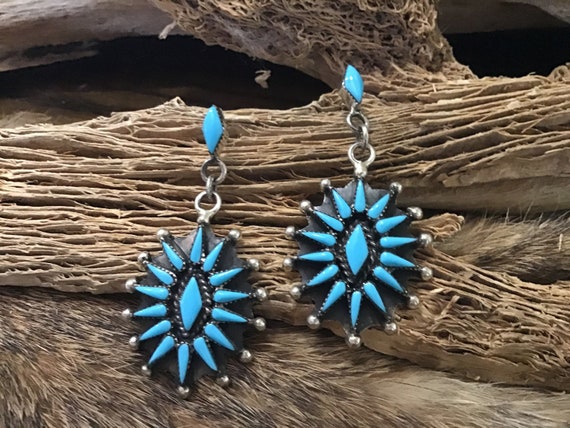 Native America Indian Jewelry Earrings Zuni Sleep… - image 1