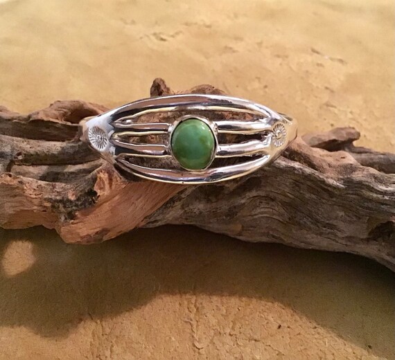 Signed Vintage Native American Navajo Authentic Turquoise Sterling Silver Bracelet Signed Vintage Native American Navajo Authentic Turquoise Sterling Silver Bracelet
