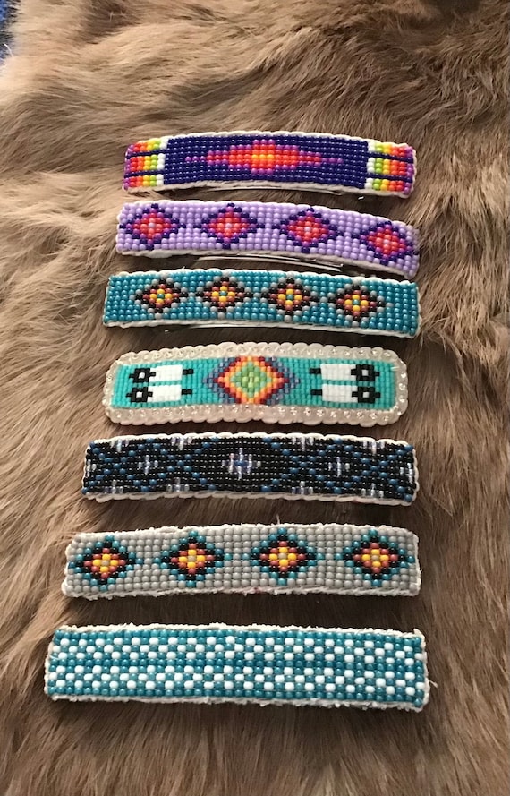 Authentic Native America Indian Jewelry Southwestern Navajo Zuni Hopi Hair Accessories Native American Art Hand Beaded Barrette Hair Clip Etsy