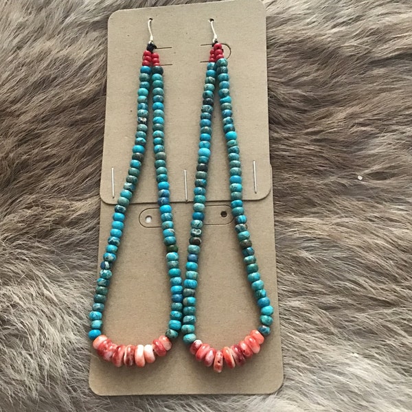 Authentic Native American Indian Jewelry Earrings Zuni Sterling Silver Navajo HandBeaded Jacla Earrings Native America Southwestern Jewelry