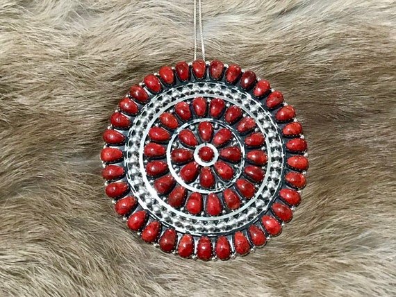 Red coral Needle Point Pendant & Brooch