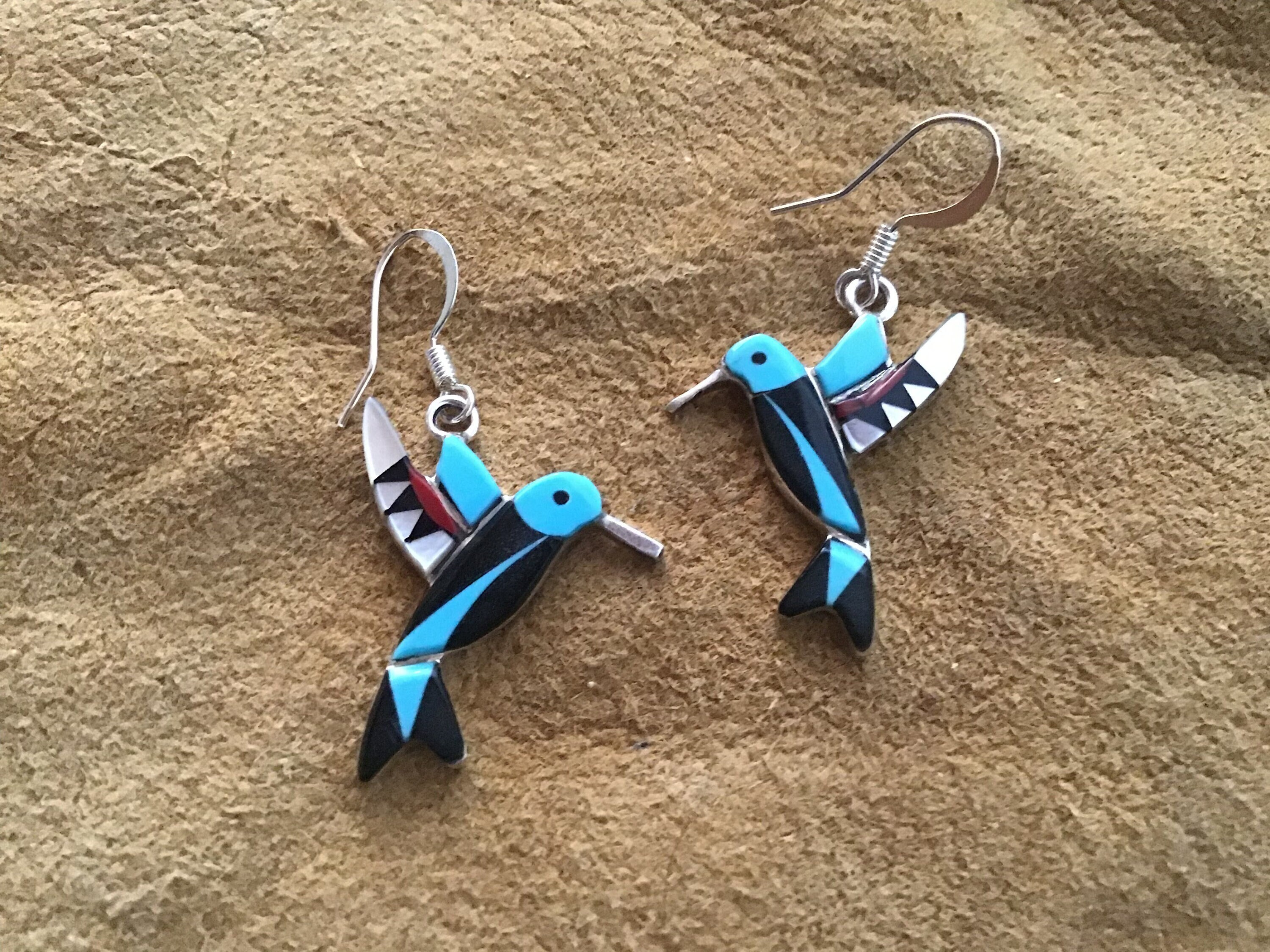 SIGNED Native American Indian Jewelry Hummingbird Sterling Silver