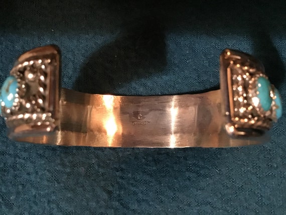 Authentic Vintage Native American Navajo Biker Bracelet Ketoh Turquoise Sterling Silver Authentic Vintage Native American Navajo Biker Bracelet Ketoh Turquoise Sterling Silver