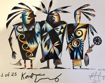 Original Indianer Indianer Art Nummerierte Serie Sun Face Gottheit Yei America Southwest Art Navajo Türkis Kunst & Sammlerstücke