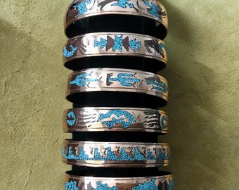 MELVIN FRANCIS Navajo Heavy Gauge Stamped Sterlingsilver TURQUOISE
