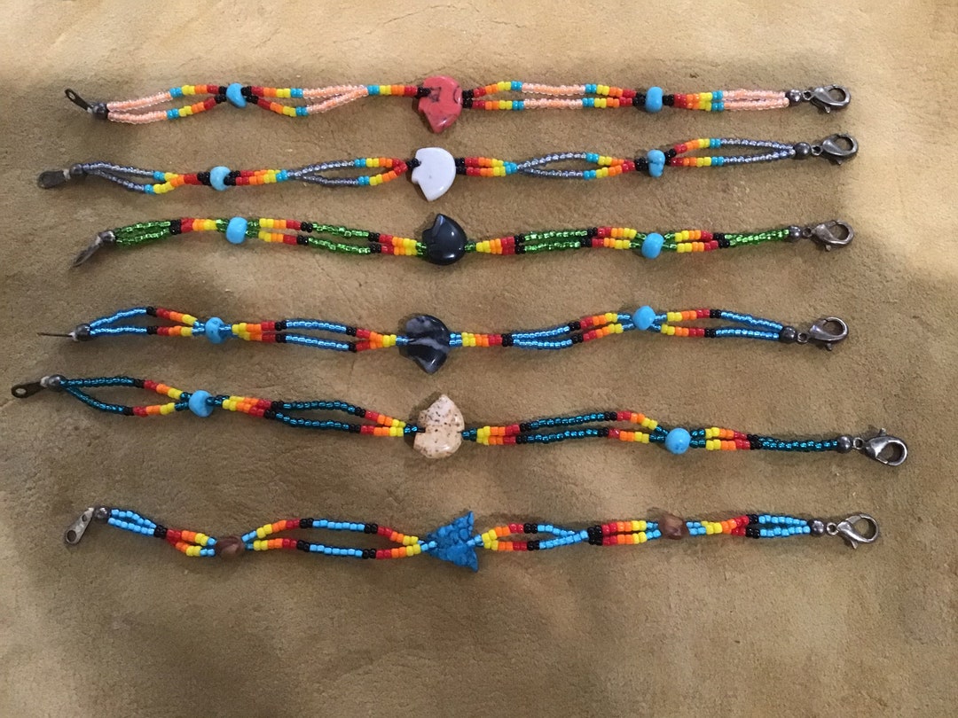 Native America Indian Jewelry Navajo Ghost Bead Beaded Bracelet or