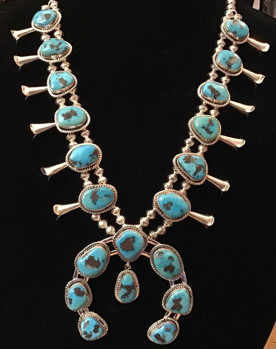 Native American Navajo 1950 Squash Blossom Necklace In Sterling With - Ruby  Lane