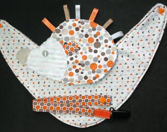 Baby bib Hedgehog pacifier pouch
