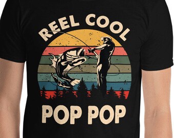 Pop Pop Shirt - Reel Cool Pop Pop - Retro Vintage Pop Pop Gift T-Shirt