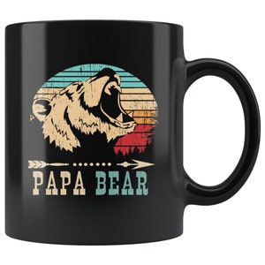 Papa Gift   Papa Bear Mug   Retro Vintage Papa Bear 11oz Coffee Mug