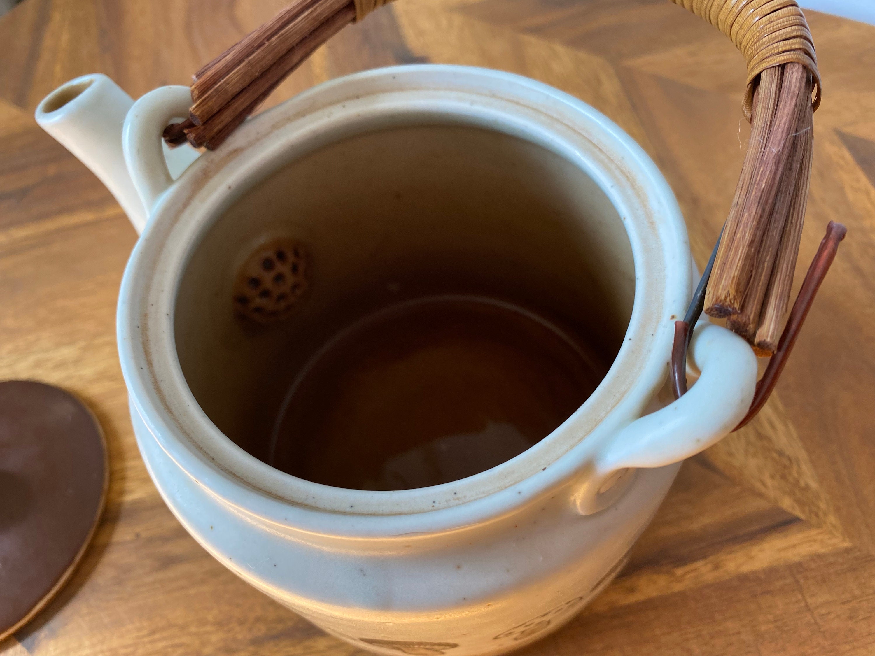 Vintage Otagiri Mushroom Teapot Wicker Handle Adorable Tea Service