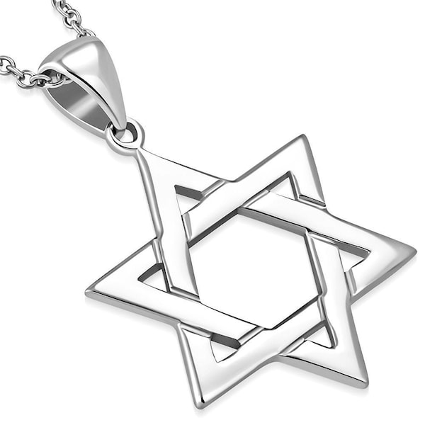 925 Sterling Silver Classic Simple Unisex Jewish Star of David Pendant Necklace