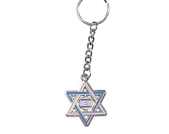 JEWISH STAR OF DAVID Pewter KEYCHAIN Key Ring JEWISH STAR OF DAVID Pewter KEYCHAIN Key Ring