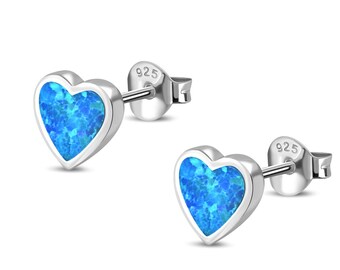 Details about / .925 Sterling Silver 6 MM Heart-shaped Light Blue CZ Post Stud Earrings MSRP $67