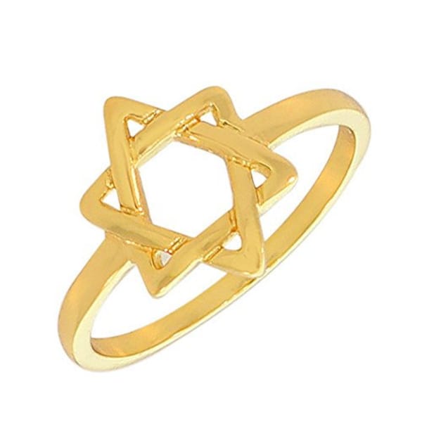 925 Sterling Silver Yellow Gold-Tone Classic Small Star of David Ring Band