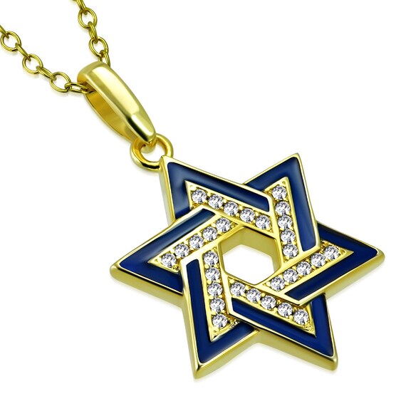 Two Tone Star of David Necklace Pendant 