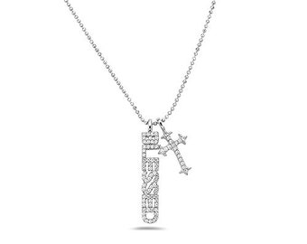 My Daily Styles 925 Sterling Silver Blessed Cross Cubic Zirconia Pendant Necklace With Adjustable Chain 16"-18"