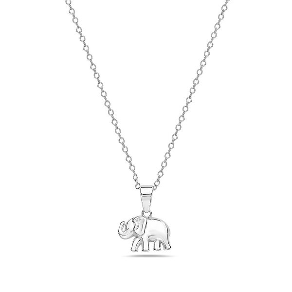 925 Sterling Silver Polished Classic Elephant Pendant Necklace