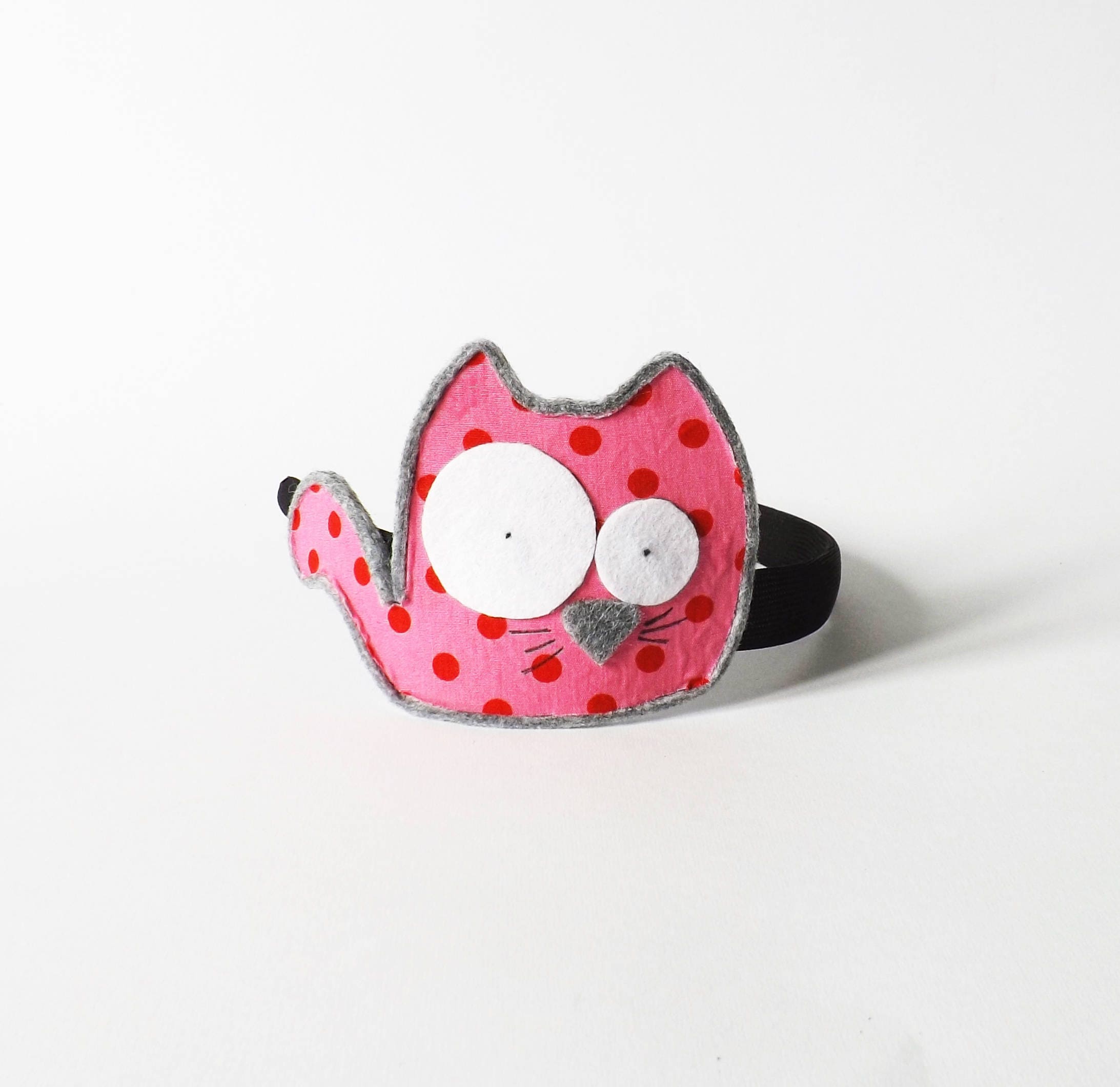 Pink Cat Headband With Red Polka Dots Etsy UK