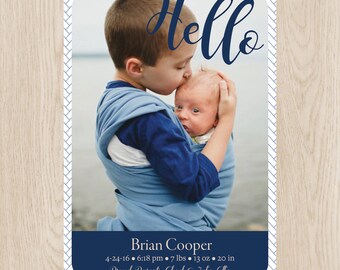 Boy BIRTH ANNOUNCEMENT, Photo Baby Announcement, Newborn/Modern, Digital/Printable