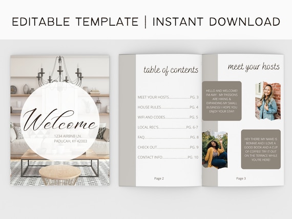 Welcome Book Template Guest Welcome Book Airbnb Welcome | Etsy